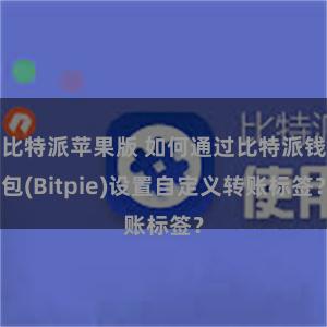 比特派苹果版 如何通过比特派钱包(Bitpie)设置自定义转账标签？