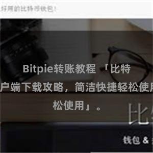 Bitpie转账教程 「比特派客户端下载攻略，简洁快捷轻松使用」。